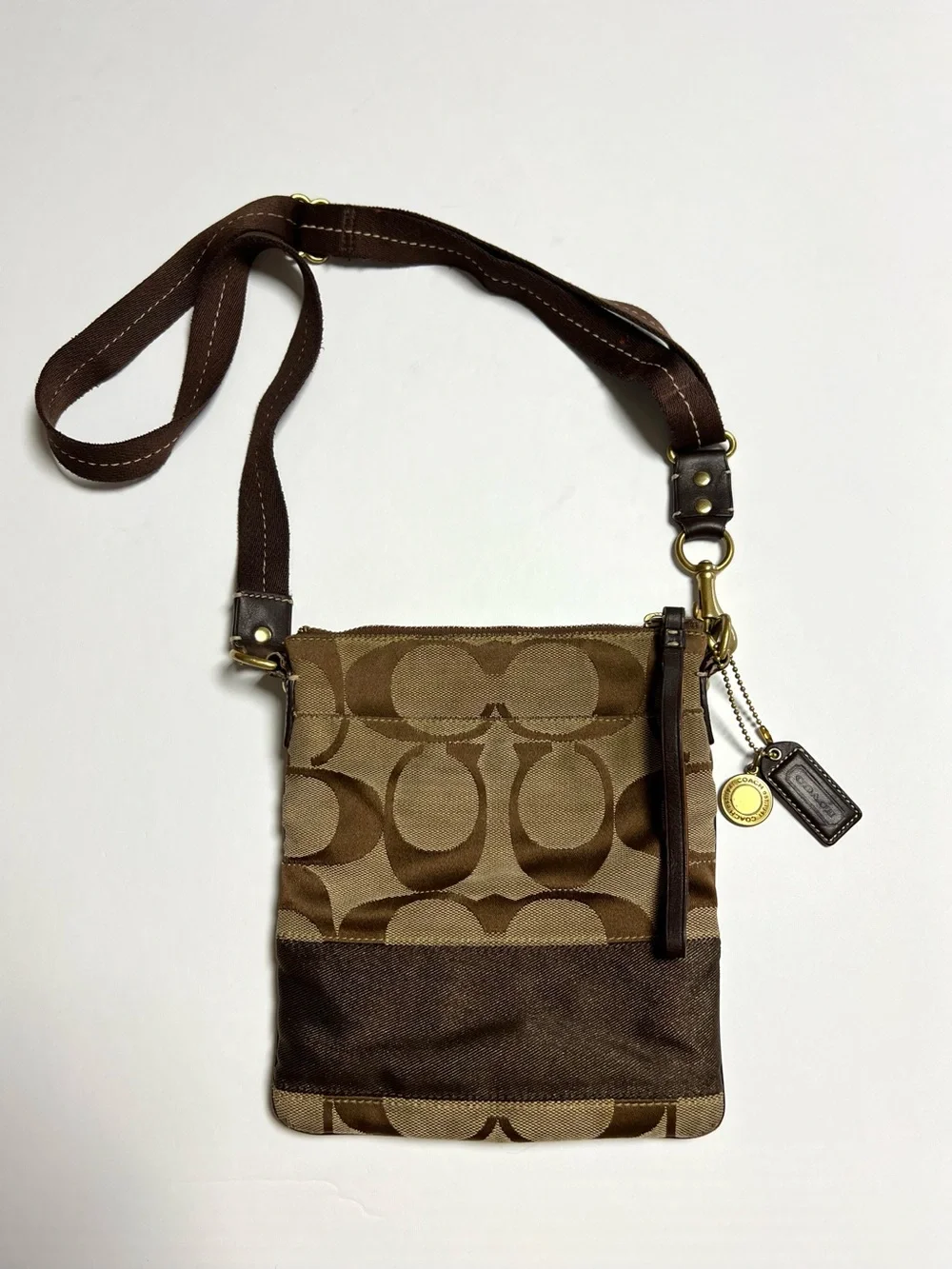 Coach Y2K Legacy Signature Canvas Leather Trim Messenger Crossbody Bag